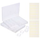 PATIKIL 8x7x1.1" ビーズ収納コンテナボックス 2セット プラスチックオーガナイザーコンテナ(ヒンジ付き蓋 ラベルステッカー付き)ビーズ宝石作りアートク ラフト用ミニ収納ボックス