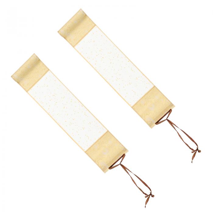 PATIKIL 15x4" ミニ宣紙スクロー ル 2枚 シルク半生熟宣紙 白紙掛け宣紙 中国 書道絵画用 白紙掛けスク..