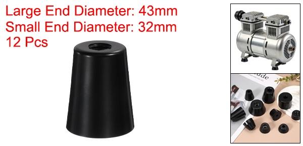 12個入り 防振ゴム足 43 mm(長さ)×32mm(幅)×52mm(高さ) 6mm(ネジ穴径) アイソレーター ゴムバンパー クーラープレッサー用フットパッド 発電機 高圧洗浄機用 ブラック [2]