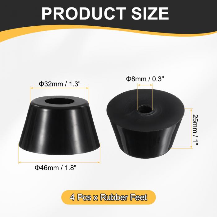 4個セット 防振ゴム足 46mm(長さ) x 32mm(幅) x 25mm(高さ) 8mm(ネジ穴径) アイソレーター ゴムバンパー クーラープレッサー用足パッド ジェネレーター・高圧洗浄機用 ブラック [3]