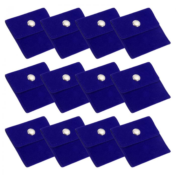 PATIKIL 3x3"宝石ポーチ 12個パックベルベットポーチスナップボタン付きポータブル収納バッグ イヤリン..