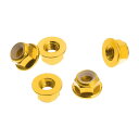 HEROFFIX 5個M5車用フランジナットアルミニウム合金 プラスチックゴムリングフラットヘックスロックフランジナット滑り止めロックフランジゴールドトーンゴムリング車用オートバイ