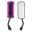 Partuto M10ユニバーサルオートバイリアビューミラー1セット バーエンドサイドミラー マウント可能 アジャスタブル アイアン プラスチック ブラック パープル スクエア形状