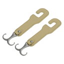 HEROFFIX 財布やバッグ 傘などのための2個入りの車のシートヘッドレストフック 頑丈な車のシートバックオーガナイザーフック ベージュのフェイクレザーと金属...