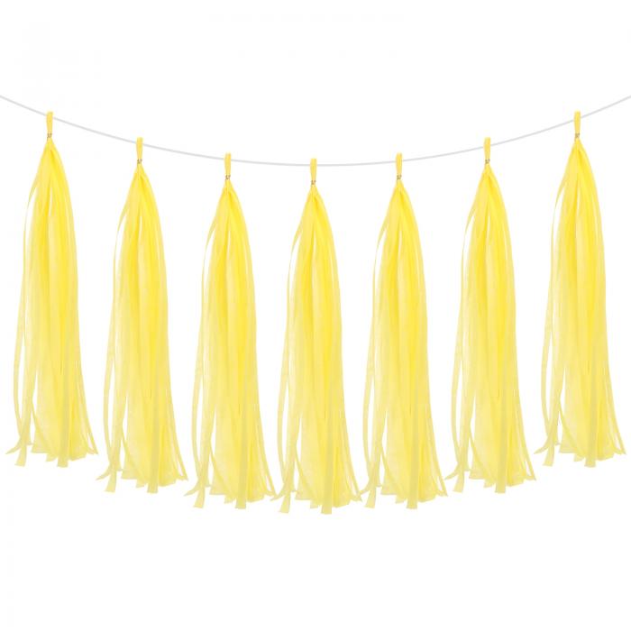 PATIKIL タッセルガーランドバナー 20個のティッシュペーパータッセルパーティーデコレーションDIYキット ウェディング誕生日花嫁シャワー用 明るいイエロー