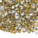 PATIKIL 4320個 SS6 ラウンド フラットバック 水晶 2.0-2.1mm ガラス ラインストーン 宝石 ダイヤモンド DIY 工芸品 衣類 靴 ネイルアート デコレーション用 金色