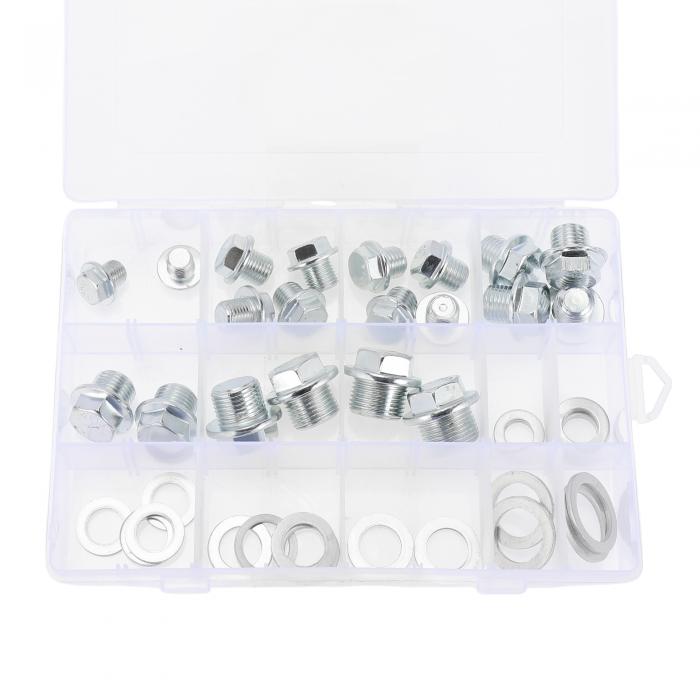 HEROFFIX オイルドレンプラグオイルパンドレンボルトネジ修理キットガスケット付きシルバートーンアルミニウムM10x1 M12x1.25 M12x1.5 M14x1.5 M16x1.5 M18x1.5 M20x1.5