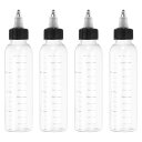 PATIKIL 110 ml/4 OZ プラスチック製絞るボトル 黒いねじりキャップ付き 4 個入りグラデーション付きラウンドディスペンシングボトル 液体 クラフト オイル 調味料用空ボトル