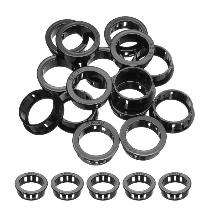 PATIKIL 15個 ワイヤーグロメット 29.6mm取り付け径プラスチックグロメットケーブルスナップブッシングケーブル取り付けホースブッシンググロメットプロテクターファスナーロックナイロンワイヤーケーブルホース用 黒