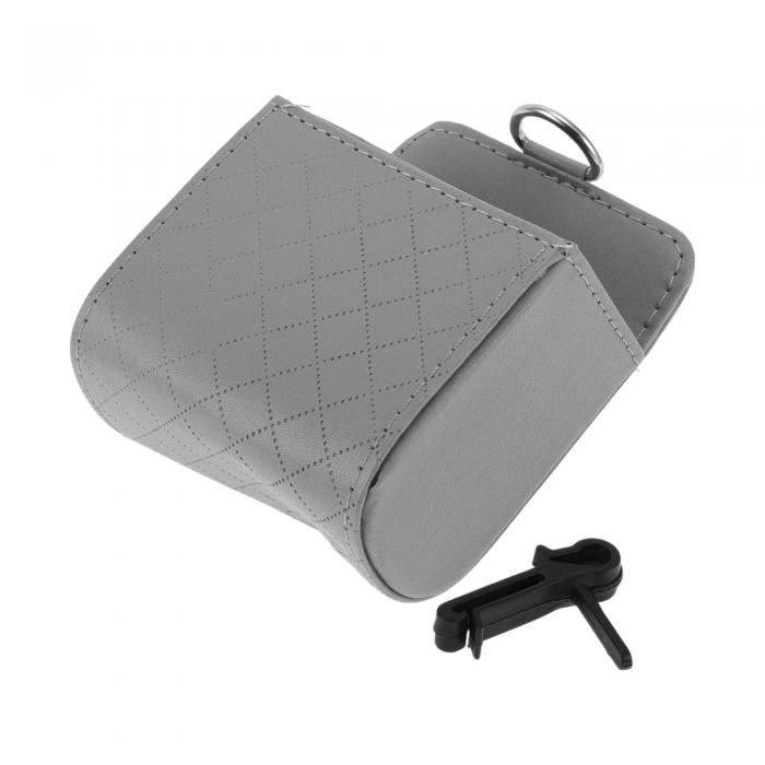 RATCHROLL 1個のユニバーサル車用ゴミ箱 ハンギング 3.5インチの長さ 2.4インチの幅 4.7インチの高さ ゴミ箱 グレー フォーレザー