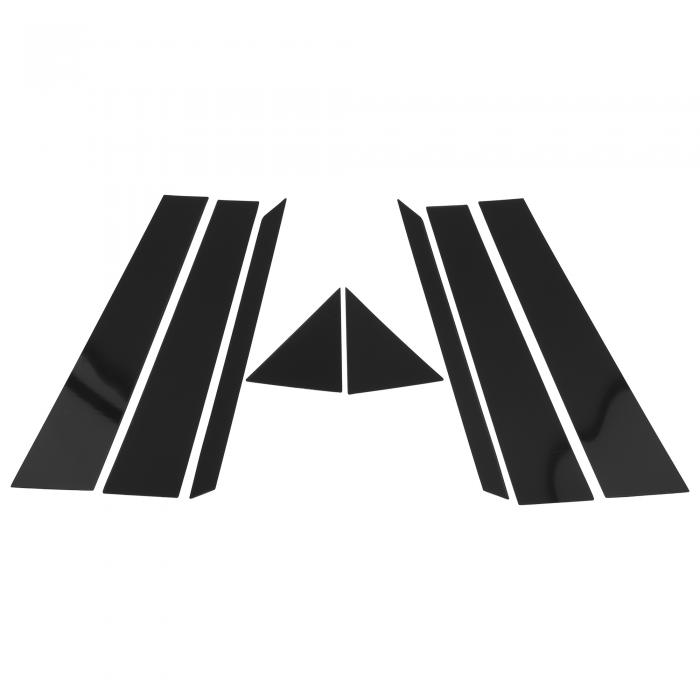 HEROFFIX アウディに対応A8 2014-2019用8個セットのドアピラーウィンドウトリム フロントリア左右 アンチスクラッチステッカーピラーポスト ドアアウターエクステリアカバー ブラック