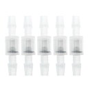 HEROFFIX 5個の水族館用プラスチックホースバーブ継手1/4"インラインチェックバルブワンウェイノンリターンバーブホース継手クリアプラスチック