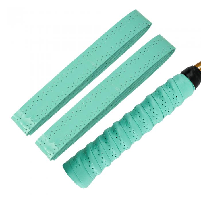 CAPASTEC グリップテープ テニス バドミントン 2本セット 多孔型 凸凹仕様 グリップ テープ 衝撃吸収 通気性抜群 ラケット用 ウェットタイプ 薄い緑