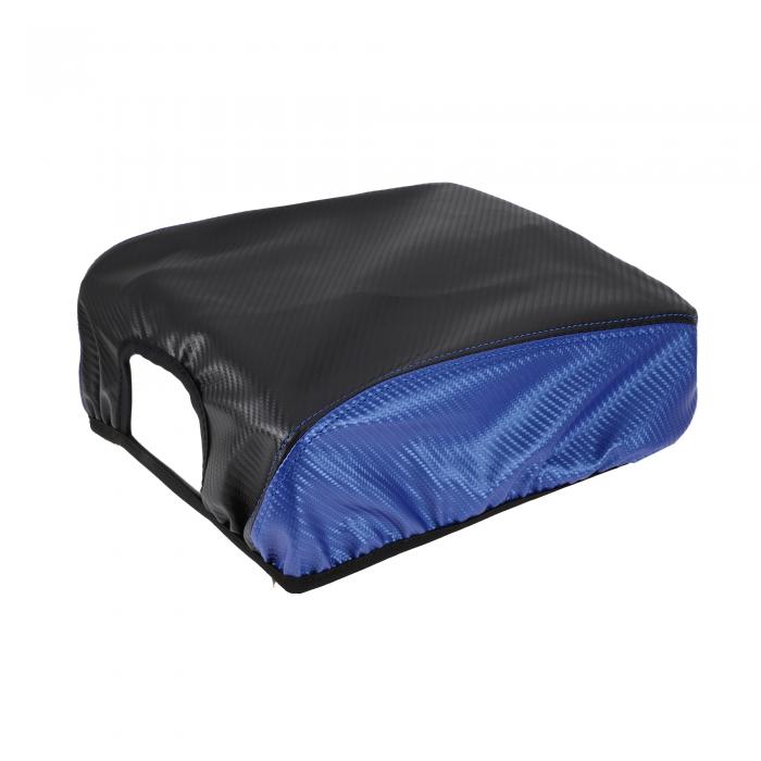 REPAIROCK フォードに対応F-150 2015-2020用の車両センターコンソールリッドアームレストカバー ミドルコンソールパッドアームレストプロテクターカーボンファイバー風合いのフェイクレザーブルー