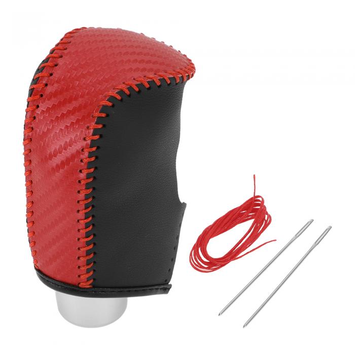 HOPESPANNER マツダに対応3 2014-2018用のギアシフトノブカバー、アンチスリップ、レッドカーボンファイバー、レッドフェイクレザー1個、スティックシフトハンドルプロテクター