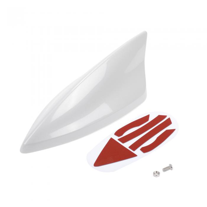 VekAuto シャークフィンアンテナ、車用ユニバーサルAM/FM信号屋根アンテナ、自動車SUVトラックオフロードABS素材、粘着ベース付きパールホワイト