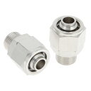 INFINAUTO プッシュ・トゥ・コネクト・エア・フィッティング 3/8" メール スレッド エア ライン クイック コネクタ ニッケルメッキ銅 1/8" BSP-T 2 個 シルバー トーン
