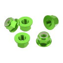 HEROFFIX 5個M8車用フランジナットアルミニウム合金 プラスチックゴムリングフラット六角ロックフランジナット滑り止めロックフランジ緑ゴムリング11mm/0.43"