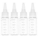 PATIKIL 30 ml/1オンスプラスチック製絞るボトル 透明なトップキャップ付き 4 個グラデーション付きラウンドディスペンシングボトル 液体 クラフト オイル 調味料用空ボトル。