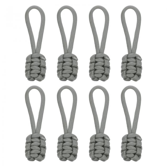 8個のジッパープル交換 80 x 3 mmのポリプロピレンエクステンダーロープジッパーヘッド ジャケット バッグ バックパック DIYプロジェクト用 グレー