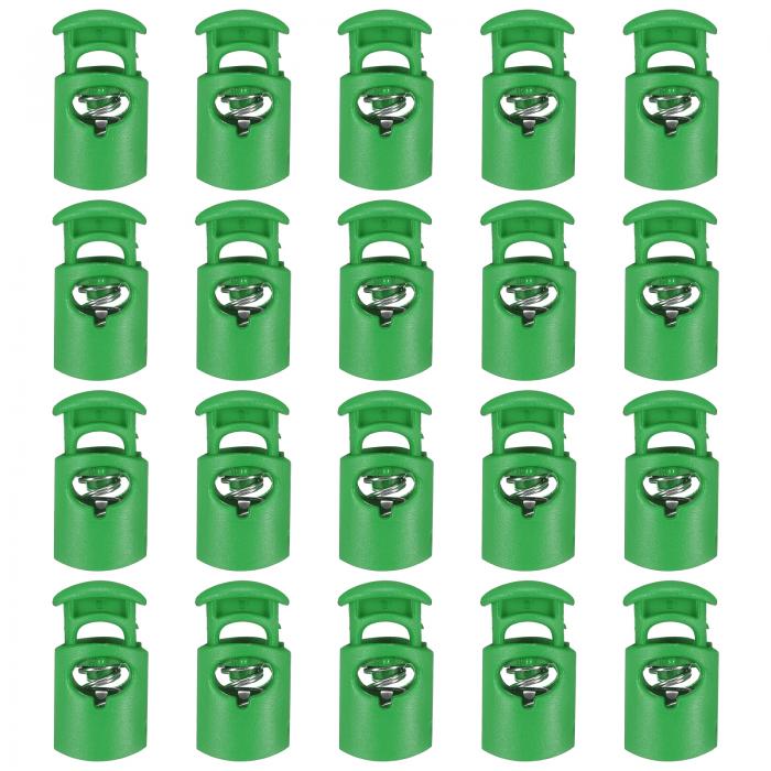 20個のプラスチックコードロック、シングルホールスプリングトグルストッパークリップ、ドローストリング、パラコード、バッグ、衣類、手袋のひもロック交換用、グリ ー...