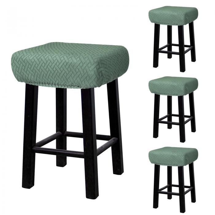 4個 スツールカバー 長方形 木製メタルベンチチェア用バースツールカバー サドルシートカバー 緑