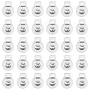 40個のプラスチックコードロック、シングルホールスプリングトグルストッパークリップ、ドローストリング、パラコード、バッグ、衣類、手袋のひもロック交換用、ホワイト