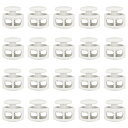 20個のプラスチックコードロック、ダブルホールスプリングトグルストッパークリップ、ドローストリング、パラコード、バッグ、衣類、手袋のストリングロック交換用、ホワ...