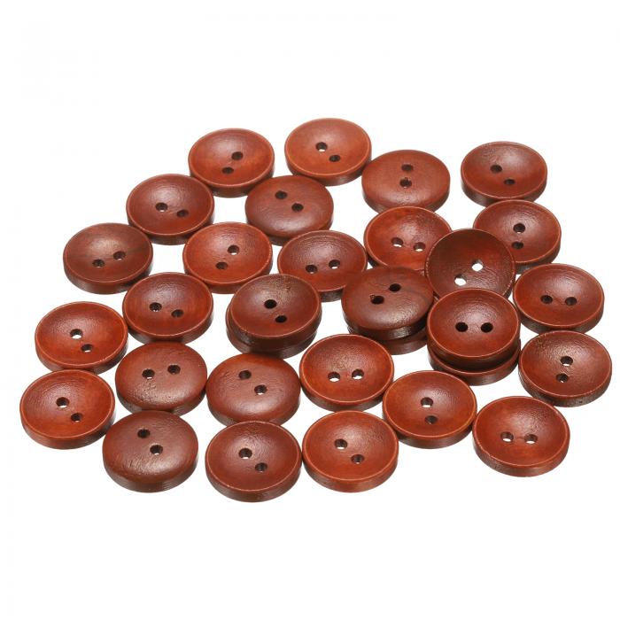 30個28L木製ボタン11/16インチ(18mm) 2穴木製丸型クラフト交換ボタン衣類DIYクラフト装飾用、キャラメル