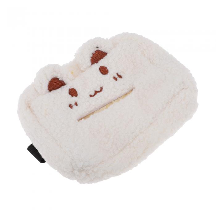 HEROFFIX 車用ティッシュホルダー 車用ティッシュボックスオーガナイザー プラッシュ 21x20x4cm ベージ..