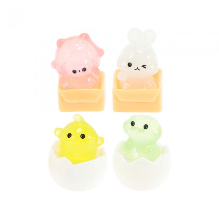 RENEWREVITAL ミニ置物 ミニチュア オーナメント 4個 セット 動物 フィギュア 可愛い DIY 卓上 オフィス 車内 装飾 贈り物 風景 盆栽 飾...