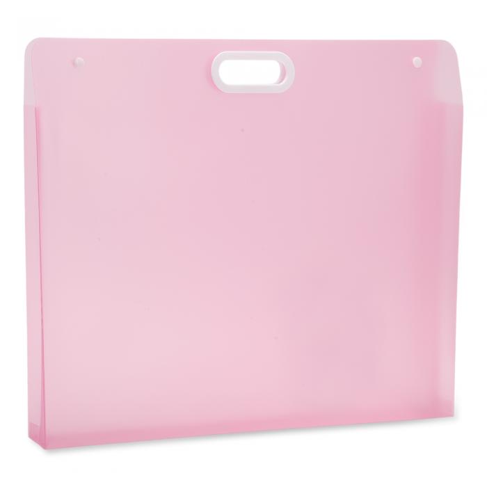 CAPASTEC アートポートフォリオフォルダー、PPアートポートフォリオW/ハンドル、防水アート収納ケース、グスケッチ写真用、33x28cm、ライトピンク