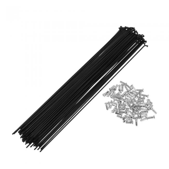 TUCKBOLD 72セット 14G自転車スポーク 267mm自転車ホイールスポーク 炭素鋼ブラック(4)