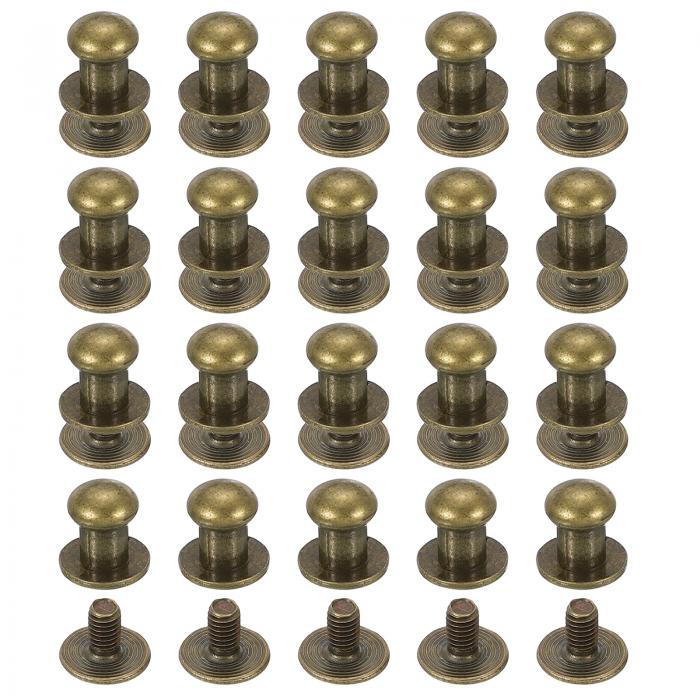 PATIKIL 6 mmレザーリベット 20セットボールヘッドスタッドねじバックラウンドヘッドボタンシカゴねじニップルスタッドリベット レザーDIYクラフトハンドバッグベルト修理用 ブロンズ