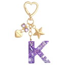 PATIKIL かわいいイニシャルレターキーチェーン レターK 女性用ブリングラブバタフライスター バッグバックパック財布車のキーカップアクセサリー パープル