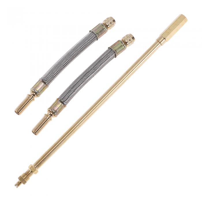 Partuto 1セット180度銅製タイヤバルブ延長子、ユニバーサルステンレススチール140mmタイヤバルブ延長子、車両用バイク用RVトラック(4)