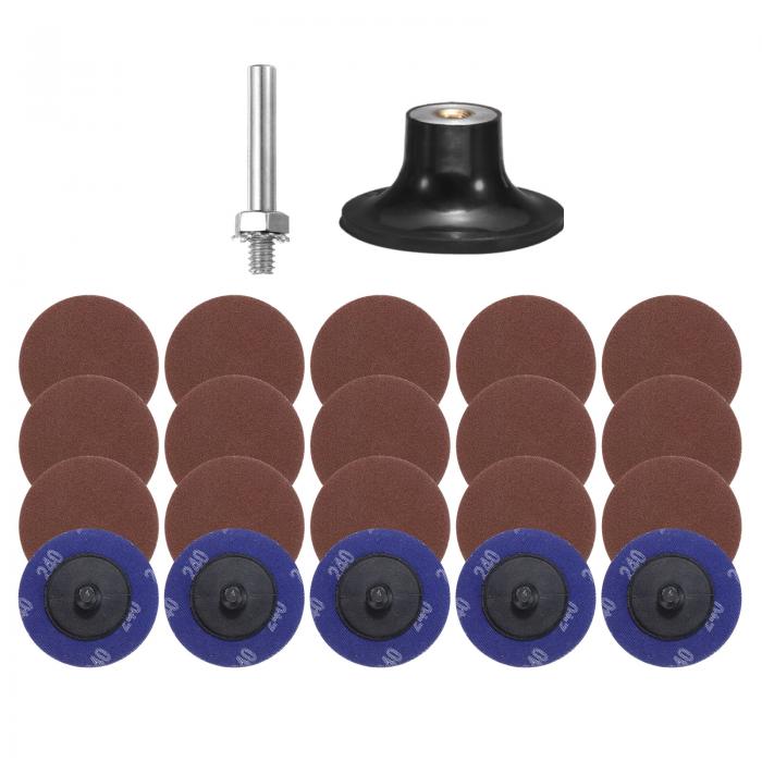 22個 クイックチェンジディスクセット2"ロック ロックサンディングディスク 1/4"シャンクパッドホルダ..