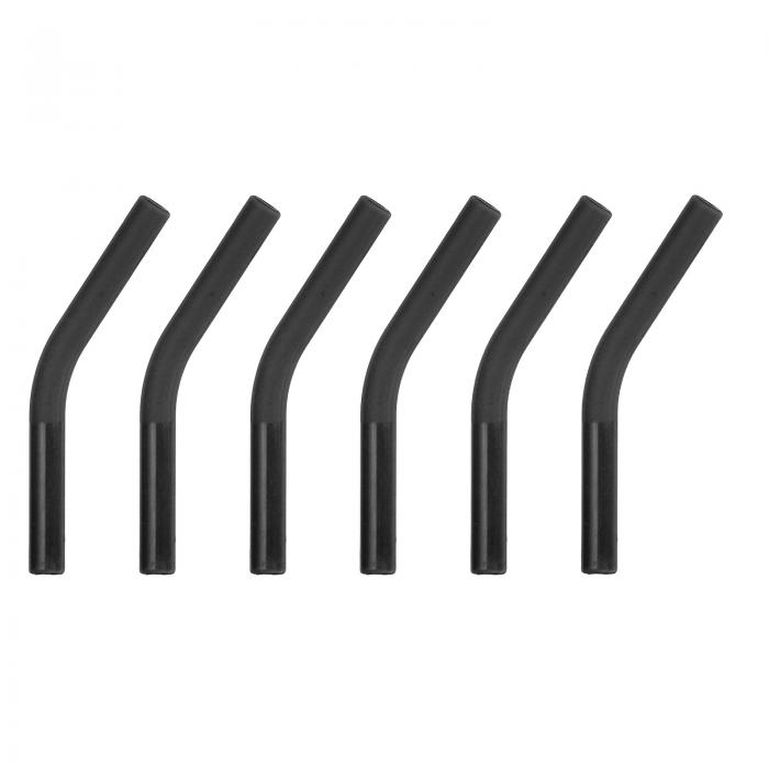 6個 シリコンストロー先端 柔らかい再利用可能な金属カバー 6mm/0.24" ODステンレス製 黒