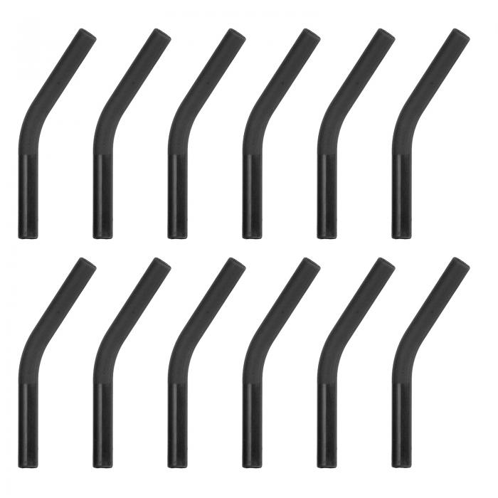 12個 シリコンストロー先端 6mm/0.24" ODステンレス製する柔らかい再利用可能なカバー 黒