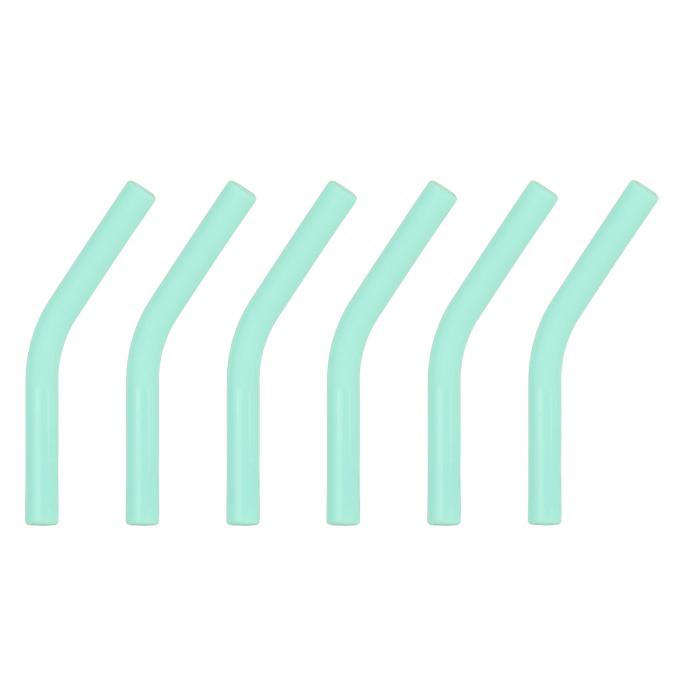 6個 シリコンストロー先端 柔らかい再利用可能な金属カバー 6mm/0.24" ODステンレス製 ミント緑