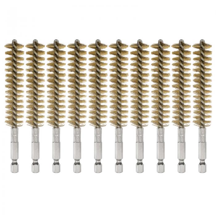 真鍮製ボアブ ラシ 17mm径 4.5"長 手付きツイ ストワイヤーブ ラシ 1/4"六角シャンク チューブ ポート ..