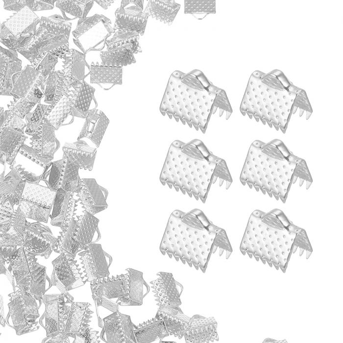 200個のリボンエンド、8mmのリボンクリンプクランプエンドブックマークレザーピンチクリンプコードエン..