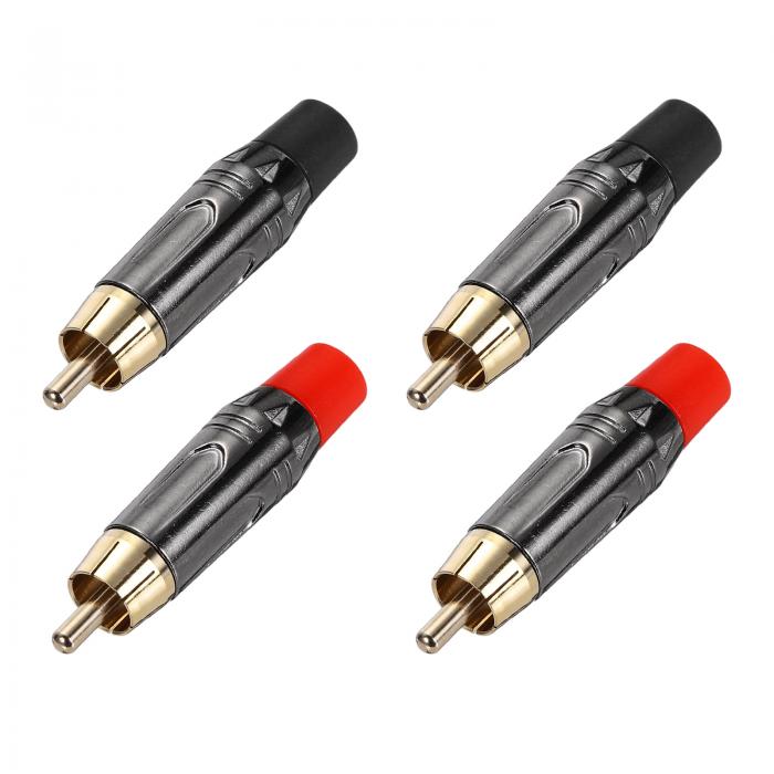 4個 RCAメスプラグ/コネクタ/アダプタ スピーカーワイヤーコネクタ RCAソルダー金メッキ銅メスステレオ..