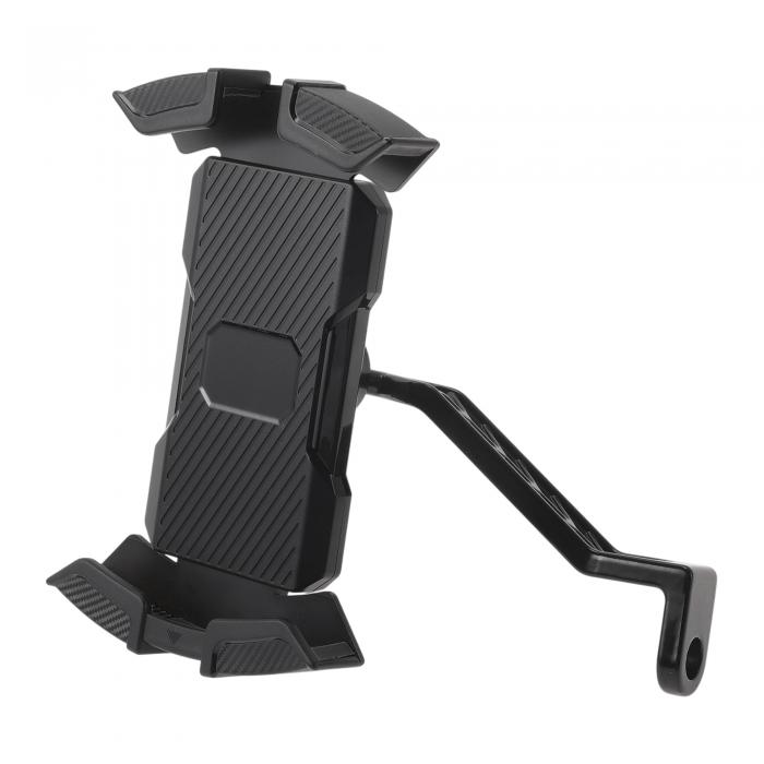 Motoforti オートバイ用電話マウントホルダー モーターバイク用セルフォンマウントホルダー リアビューミラーマウント 4.7インチ-6.8インチ / 119.38-172.72mm スマートフォン用 ブラック