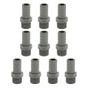 Hihaha プラスチックホースバーブフィッティング0.6" 1/2"G メススレッド ストレートパイプコネクター グレー 10個