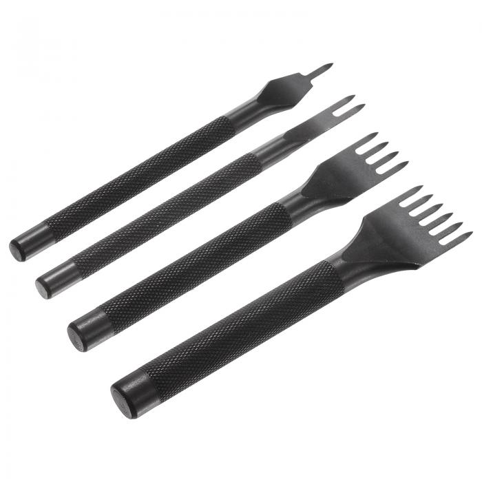 4個のレザーステッチングパンチ4mm 1/2/4/6プロングカーボン鋼レザーパンチホールツールチゼルDIYクラ..