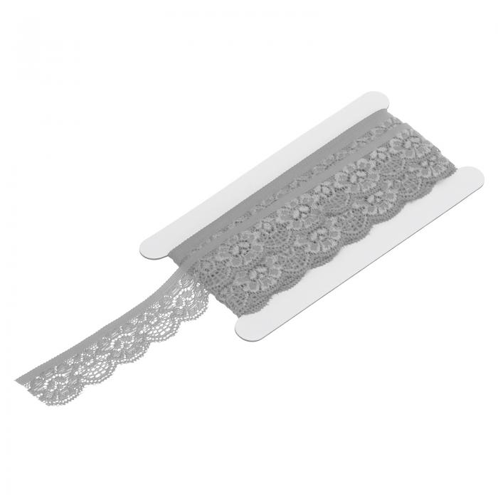 レーストリムヴィンテージクロシェ0.98" x 5ヤード ミディアムグレーレースリボン DIY スクラっプブッキング 服装 生地 結婚式 装飾 ギフト包装