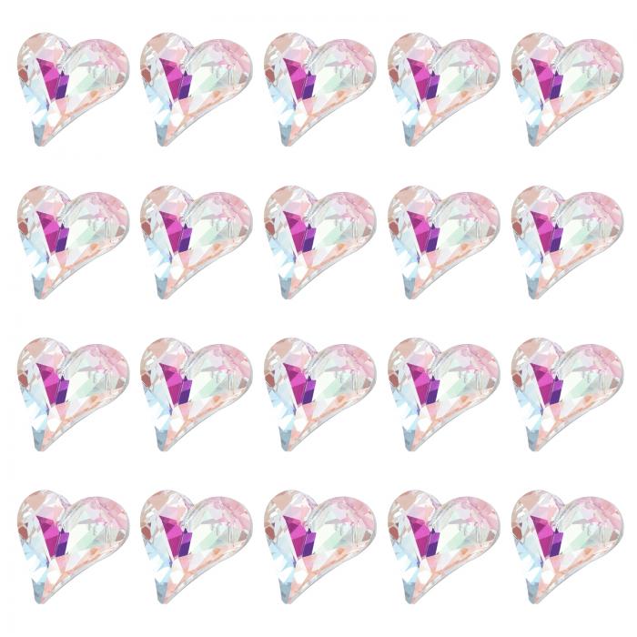 20個3DハートABネイルラインストーン12x13 mm K9ガラス水晶ラインストーンポイン トバック クルックドハートジェムズネイル装飾アートDIY装飾クラフ...