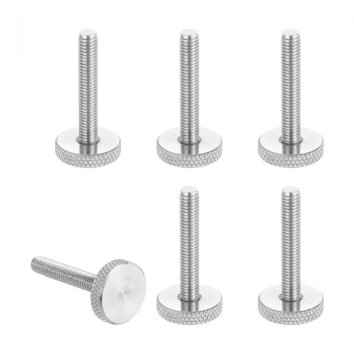 6個 M6 x 35mm つまみねじ ローレット 304ステンレス鋼 ノギス用固定ネジ フラットヘッド メトリックね..