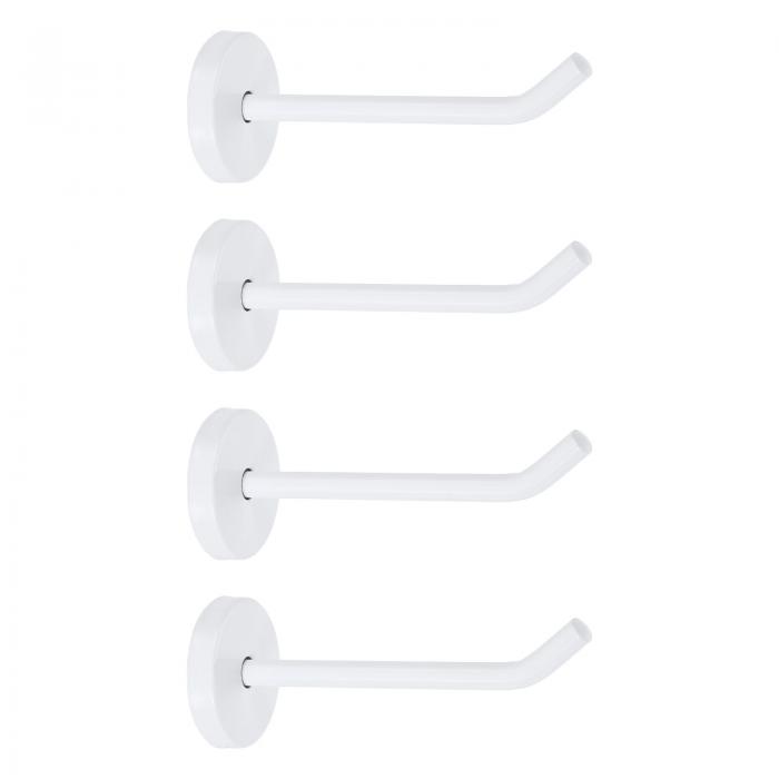 4個4インチコートフック、ステンレス製ロングノーズ壁掛けフック、居間、バスルーム、クローゼット、ワードローブ用のローブタオルハンガー、ホワイト